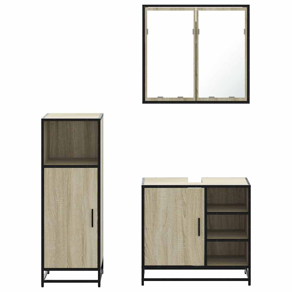 Ensemble de meubles de salle de bain 3 pcs chêne sonoma