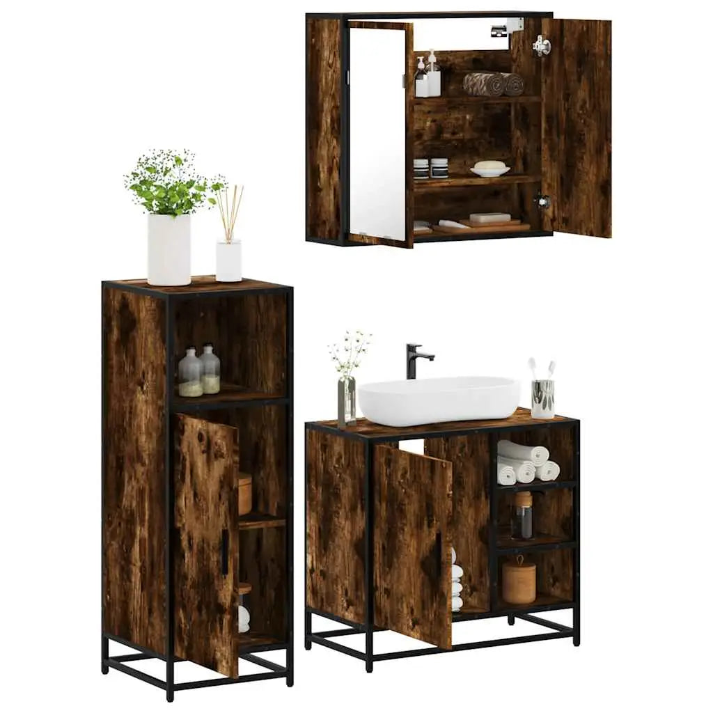Ensemble de meubles de salle de bain 3 pcs Chêne fumé - XIOS