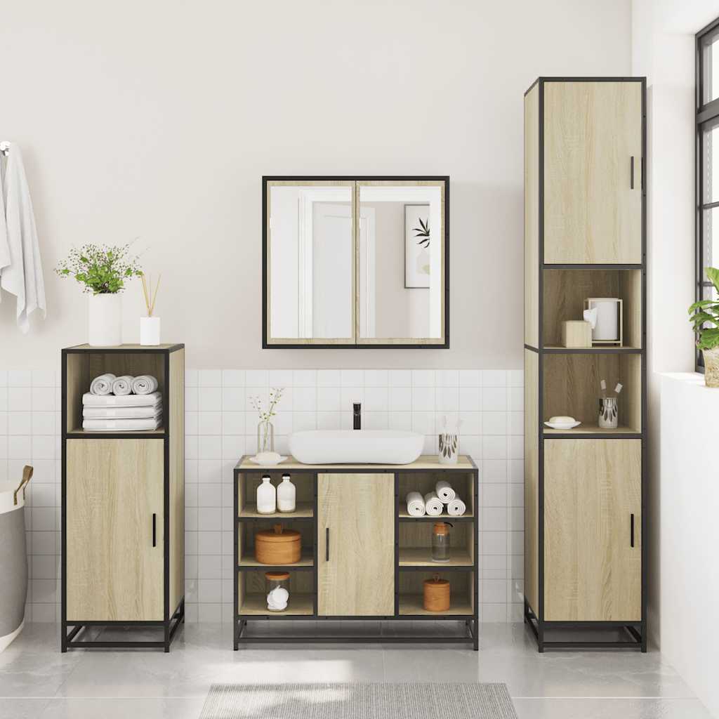 Ensemble de meubles de salle de bain 3 pcs chêne sonoma