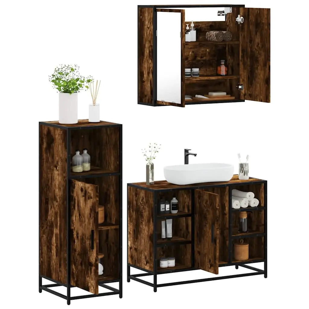 Ensemble de meubles de salle de bain 3 pcs Chêne fumé - XIOS