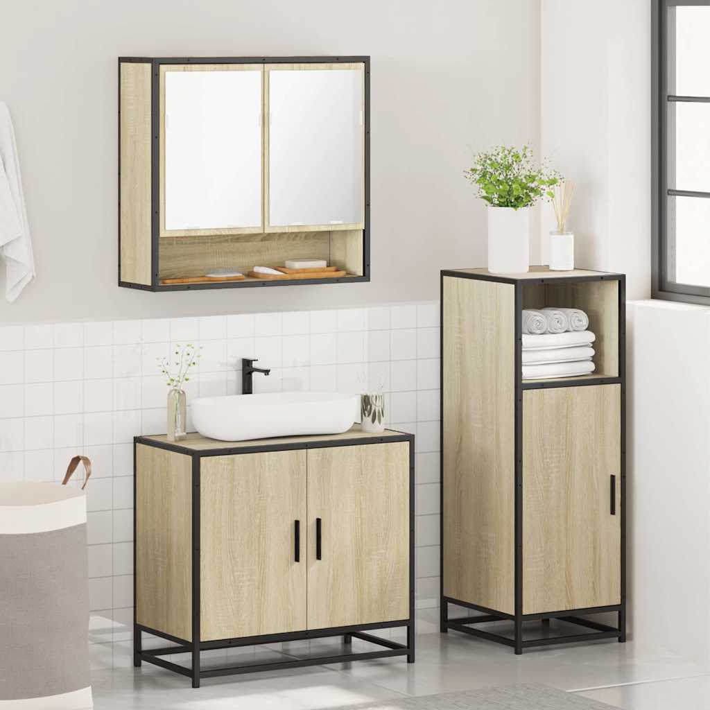 Ensemble de meubles de salle de bain 3 pcs chêne sonoma