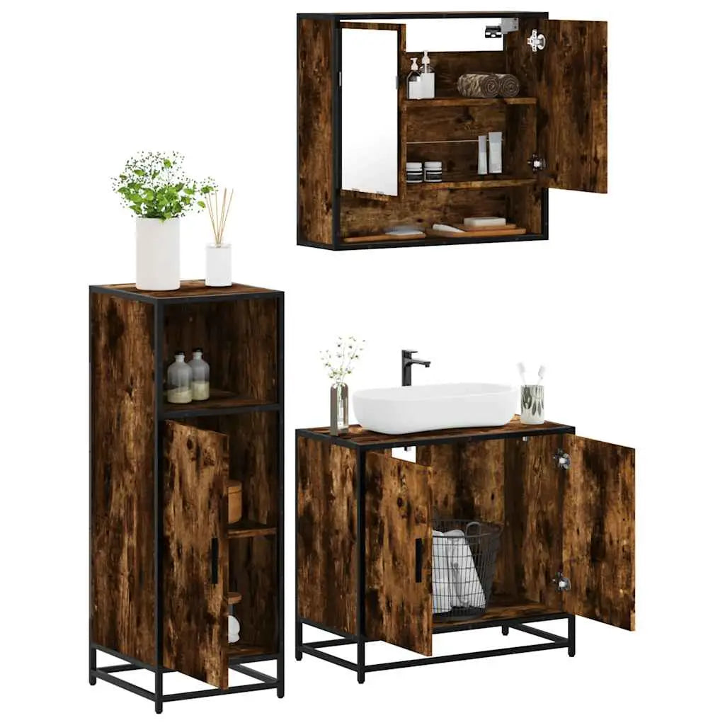 Ensemble de meubles de salle de bain 3 pcs Chêne fumé - XIOS