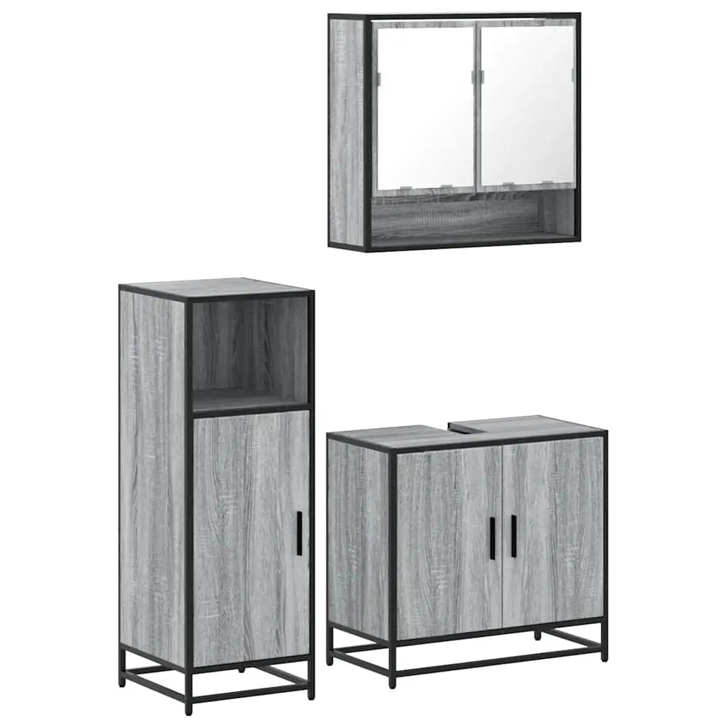 Ensemble de meubles de salle de bain 3 pcs Sonoma gris - XIOS
