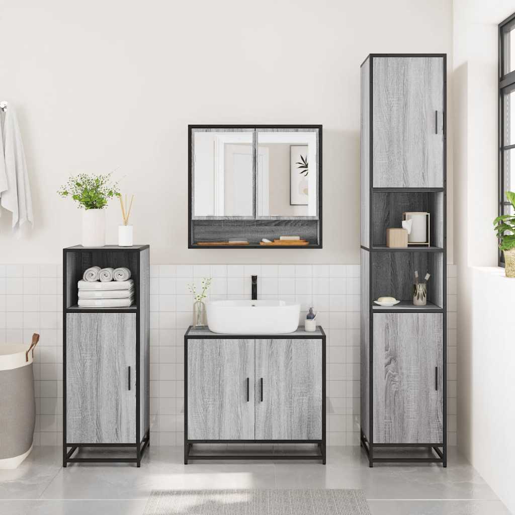 Ensemble de meubles de salle de bain 3 pcs Sonoma gris