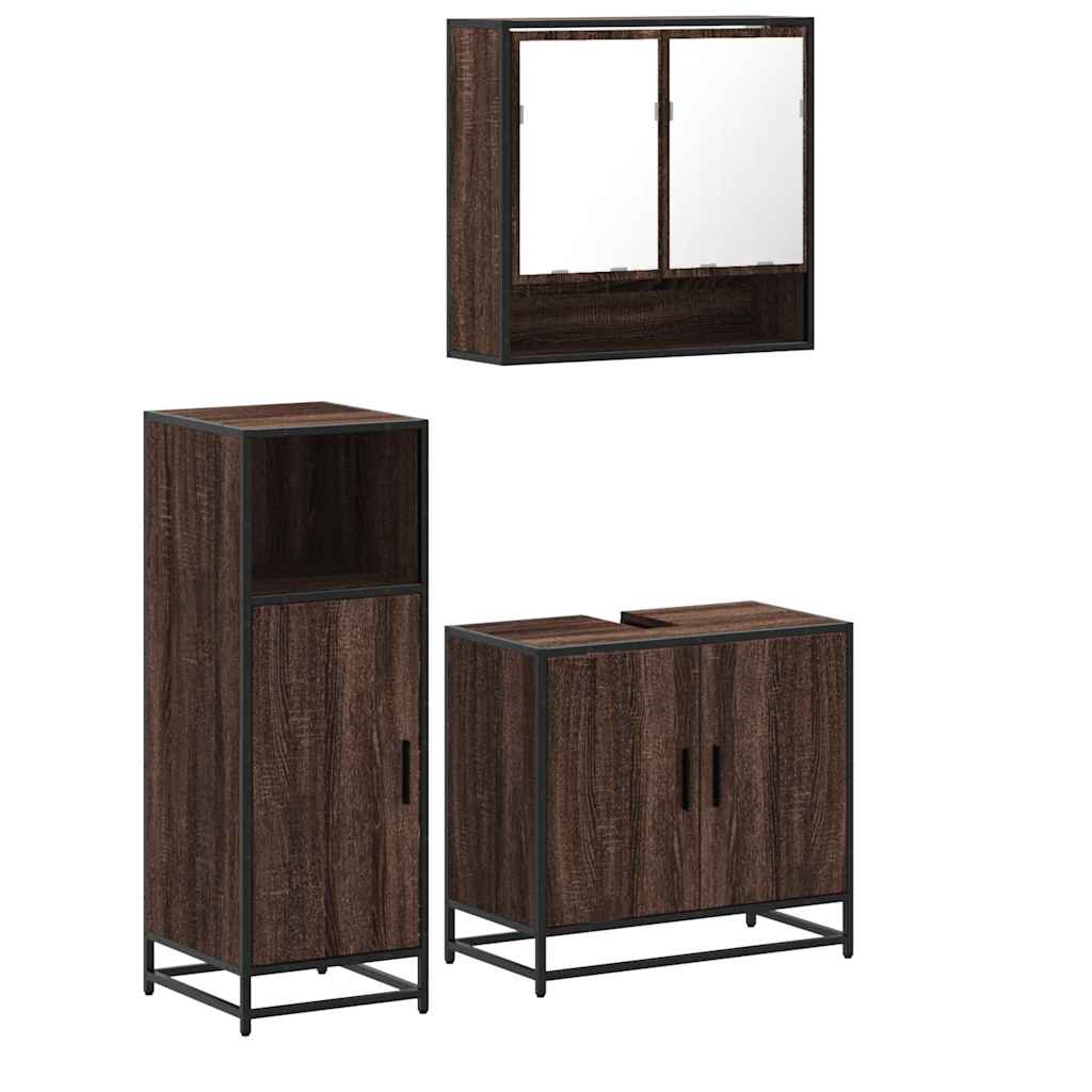 Ensemble de meubles de salle de bain 3 pcs Chêne marron