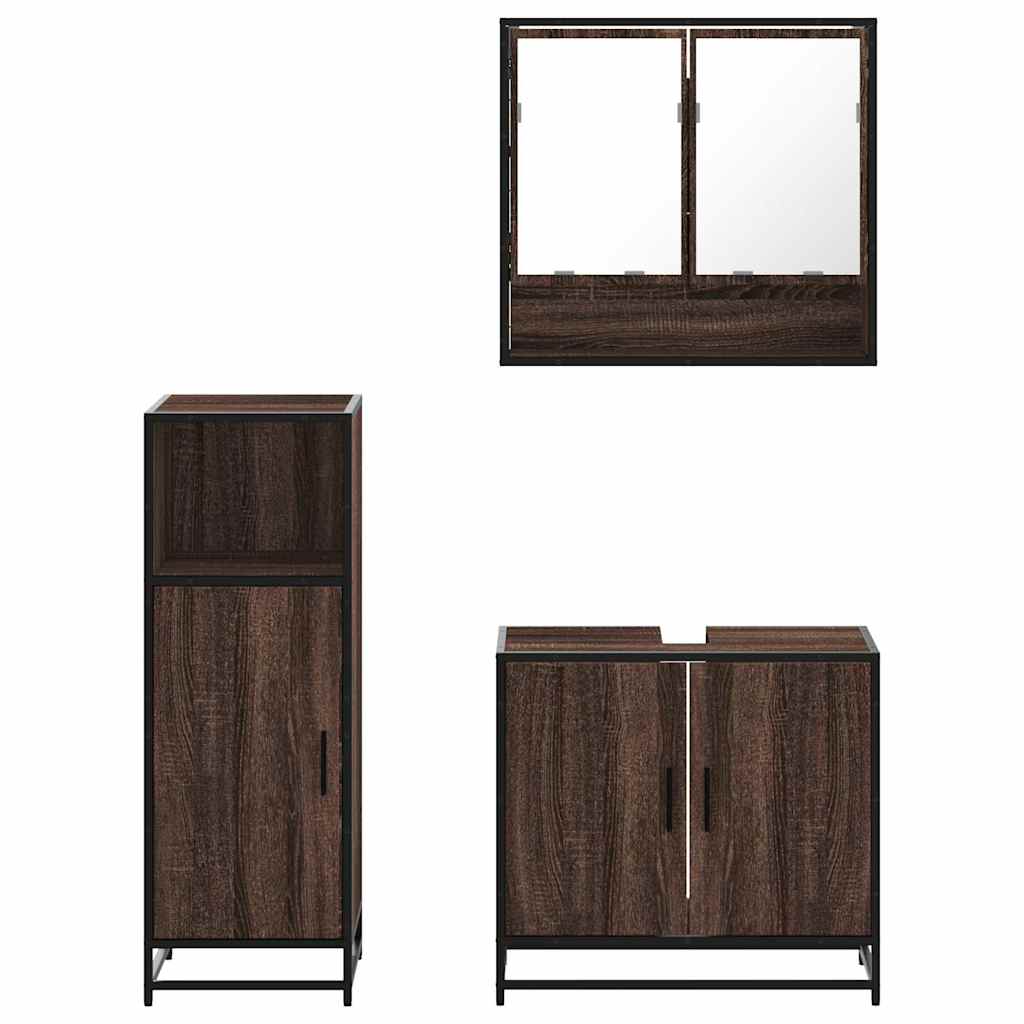 Ensemble de meubles de salle de bain 3 pcs Chêne marron