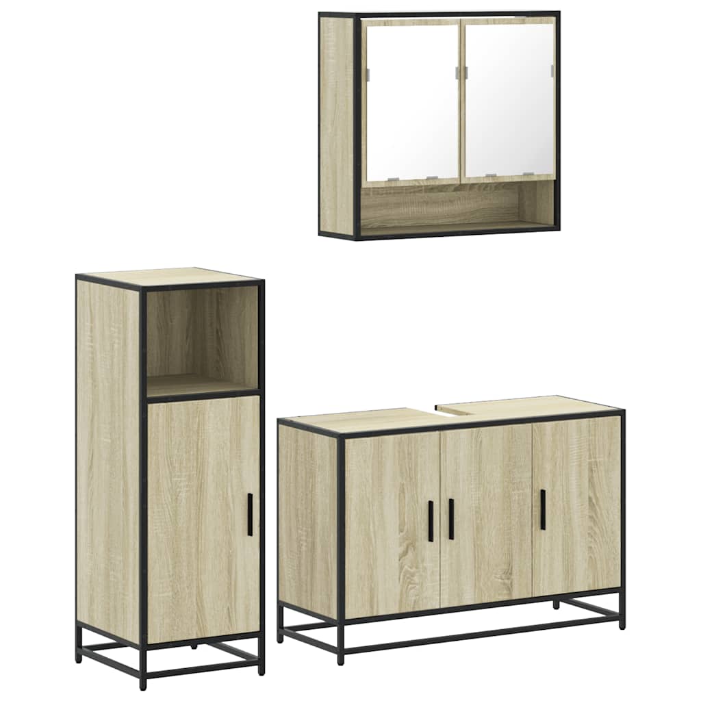 Ensemble de meubles de salle de bain 3 pcs chêne sonoma