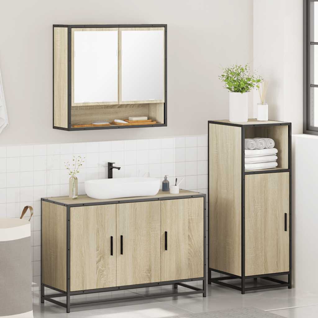 Ensemble de meubles de salle de bain 3 pcs chêne sonoma