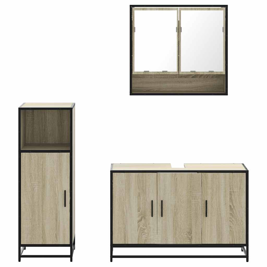 Ensemble de meubles de salle de bain 3 pcs chêne sonoma