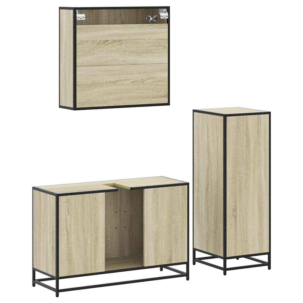Ensemble de meubles de salle de bain 3 pcs chêne sonoma