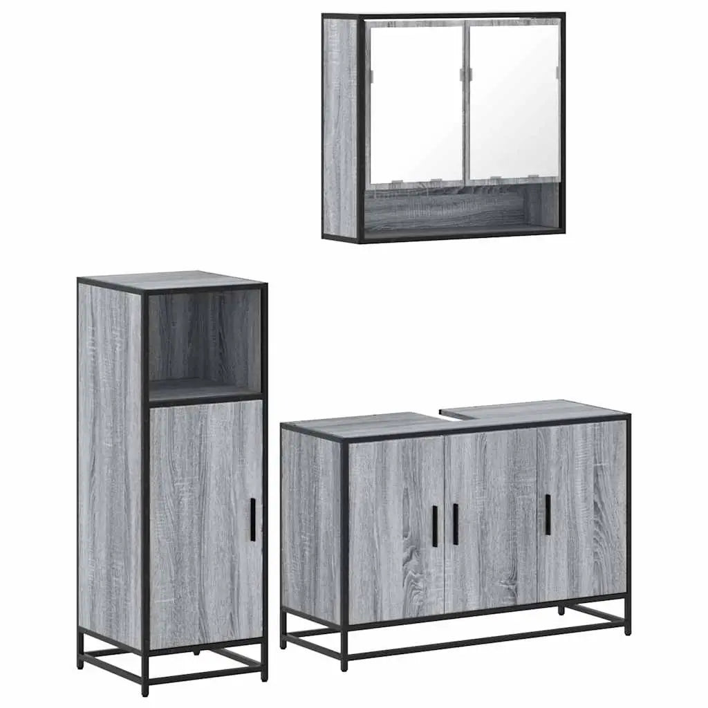 Ensemble de meubles de salle de bain 3 pcs Sonoma gris - XIOS