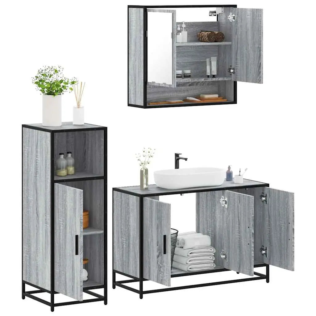 Ensemble de meubles de salle de bain 3 pcs Sonoma gris - XIOS