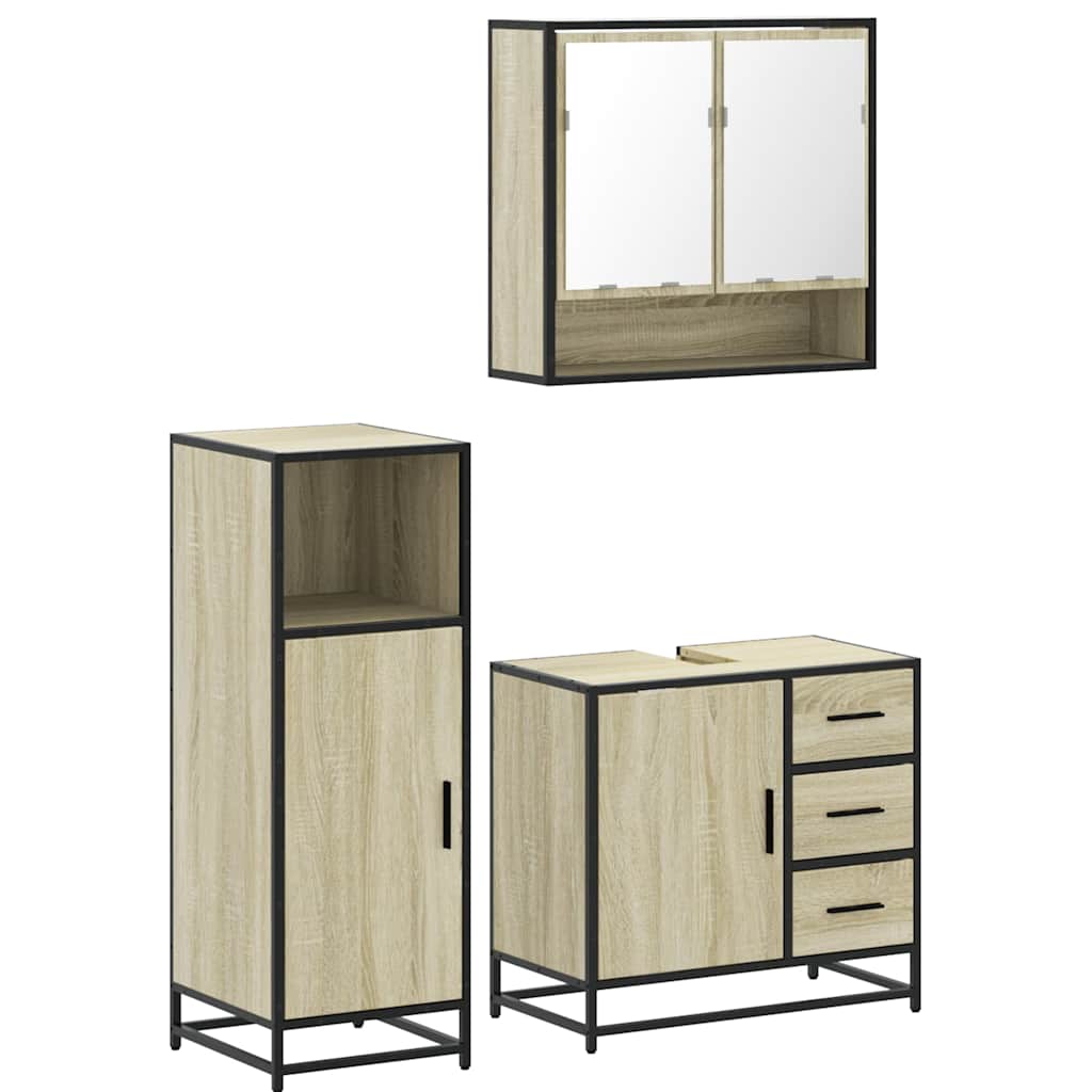 Ensemble de meubles de salle de bain 3 pcs chêne sonoma