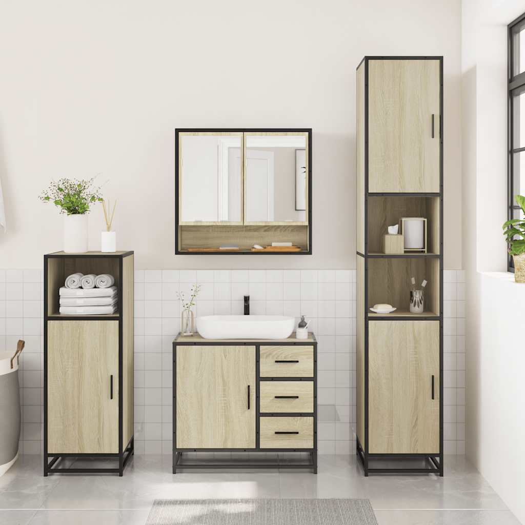Ensemble de meubles de salle de bain 3 pcs chêne sonoma