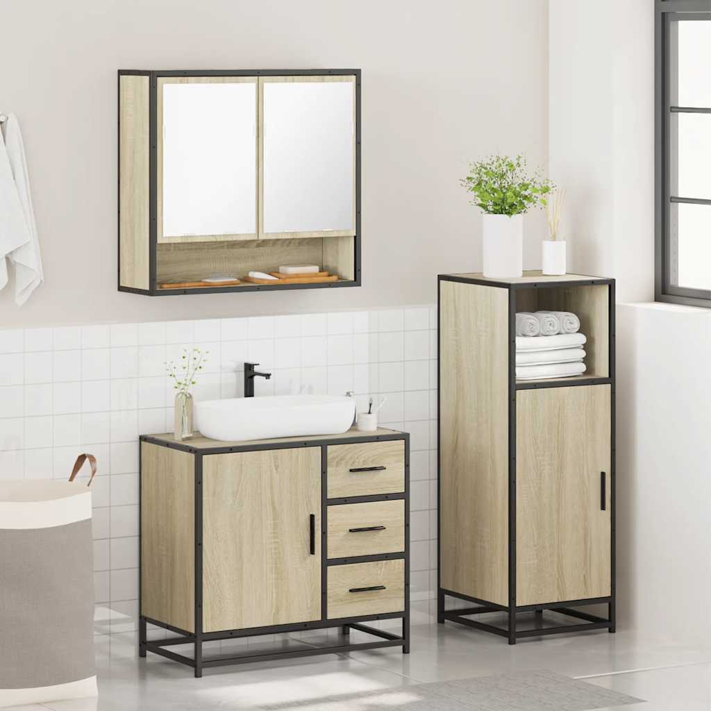 Ensemble de meubles de salle de bain 3 pcs chêne sonoma
