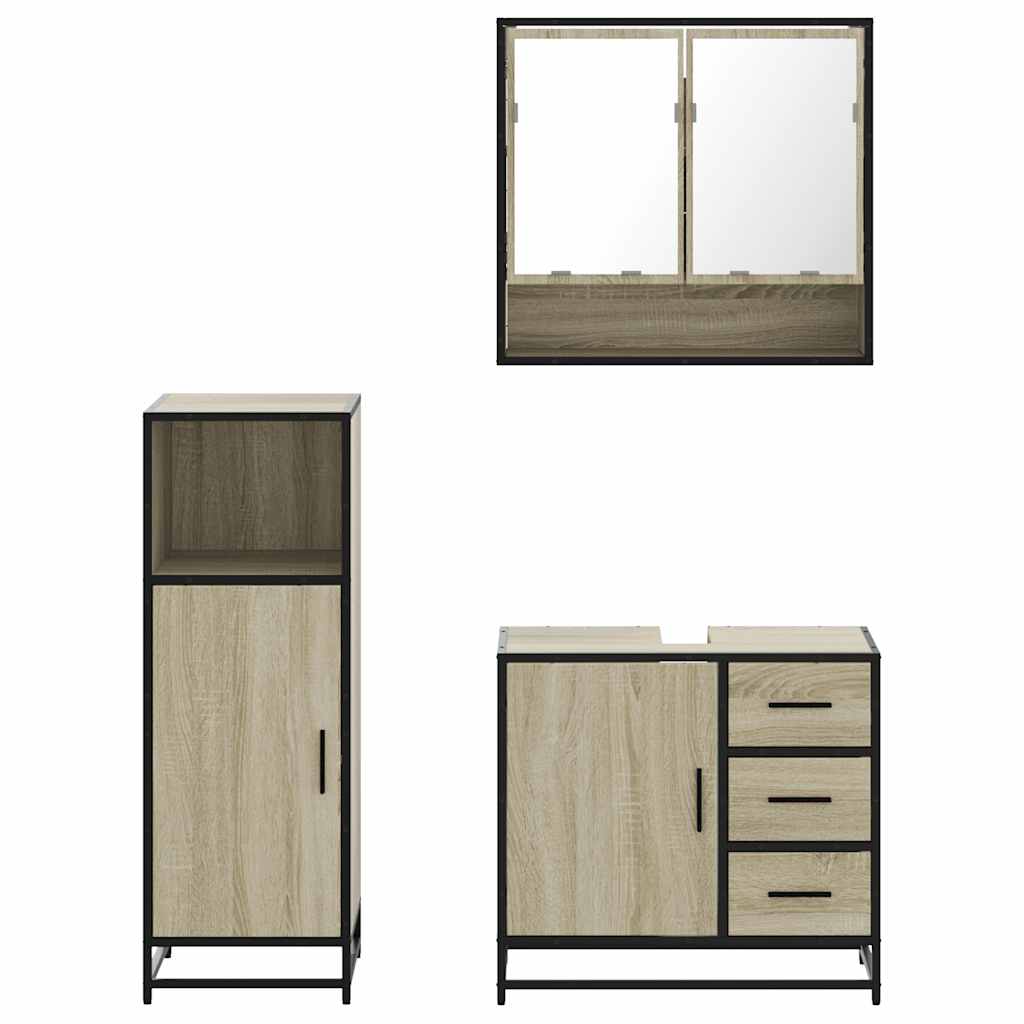 Ensemble de meubles de salle de bain 3 pcs chêne sonoma