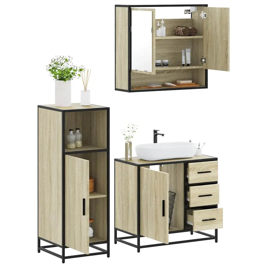 Ensemble de meubles de salle de bain 3 pcs chêne sonoma - XIOS