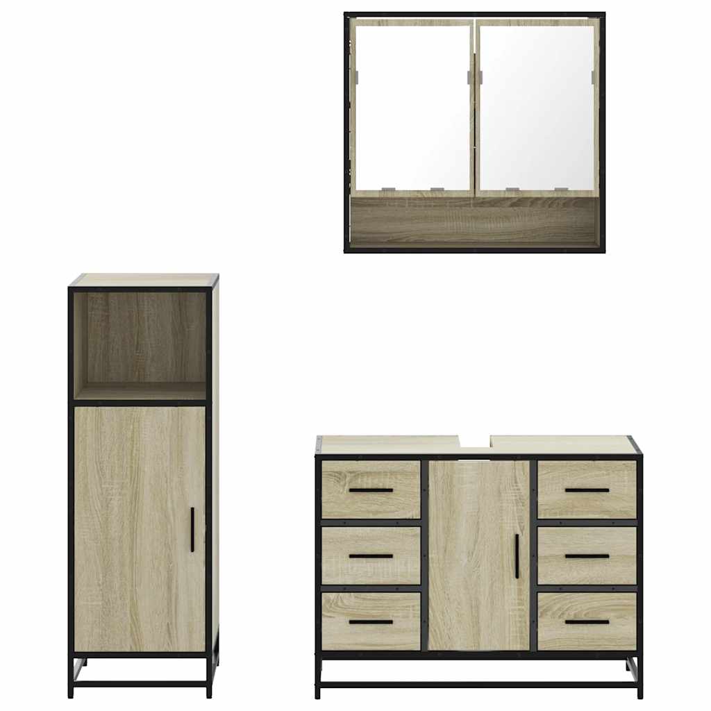 Ensemble de meubles de salle de bain 3 pcs chêne sonoma