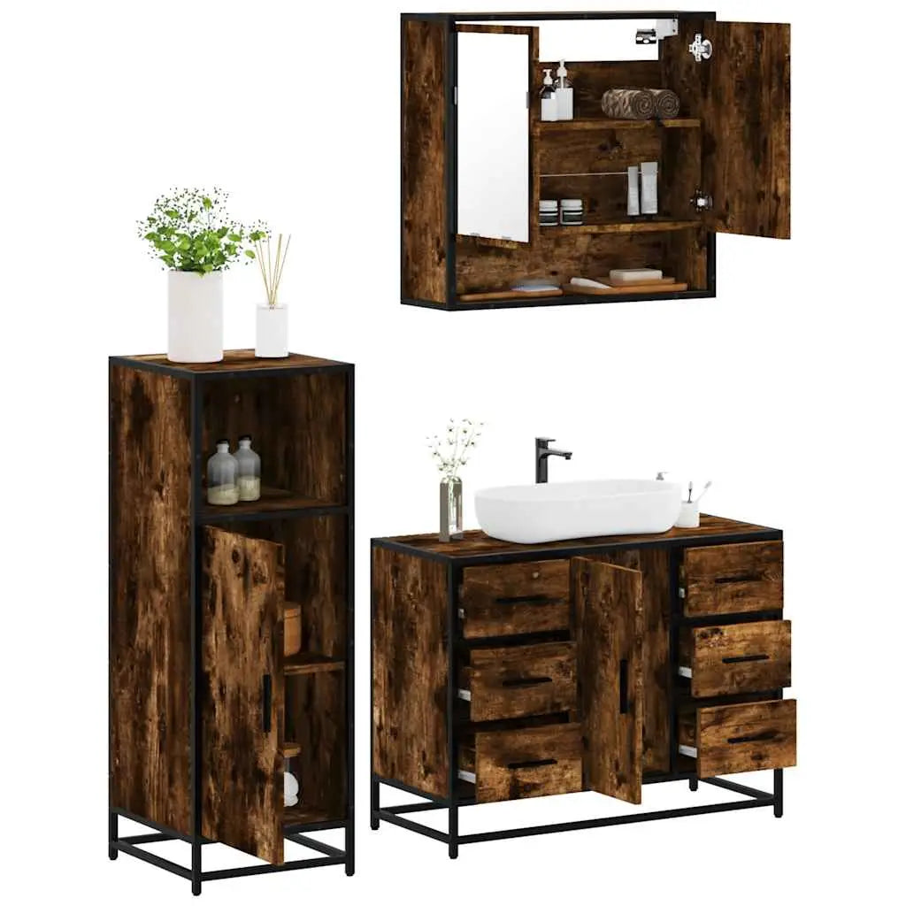 Ensemble de meubles de salle de bain 3 pcs Chêne fumé - XIOS