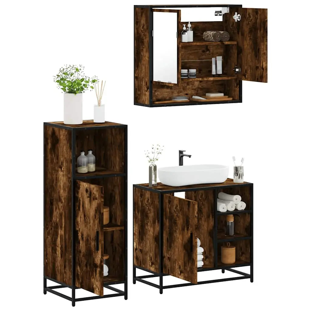 Ensemble de meubles de salle de bain 3 pcs Chêne fumé - XIOS