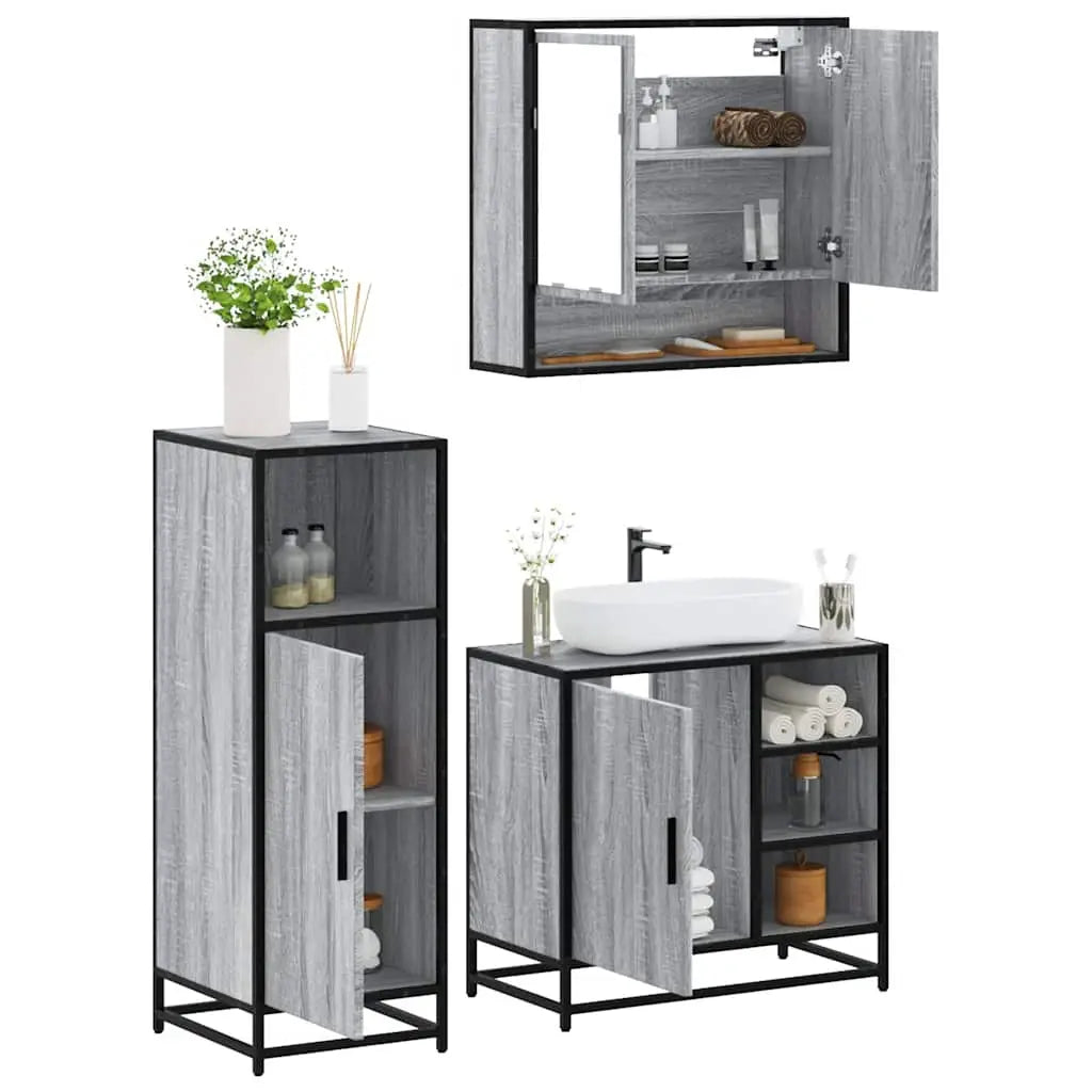 Ensemble de meubles de salle de bain 3 pcs Sonoma gris - XIOS