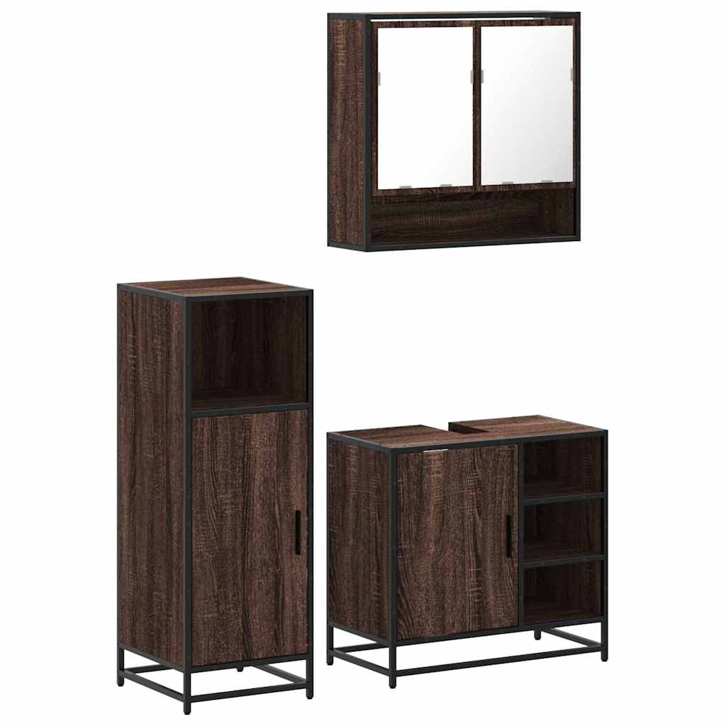 Ensemble de meubles de salle de bain 3 pcs Chêne marron