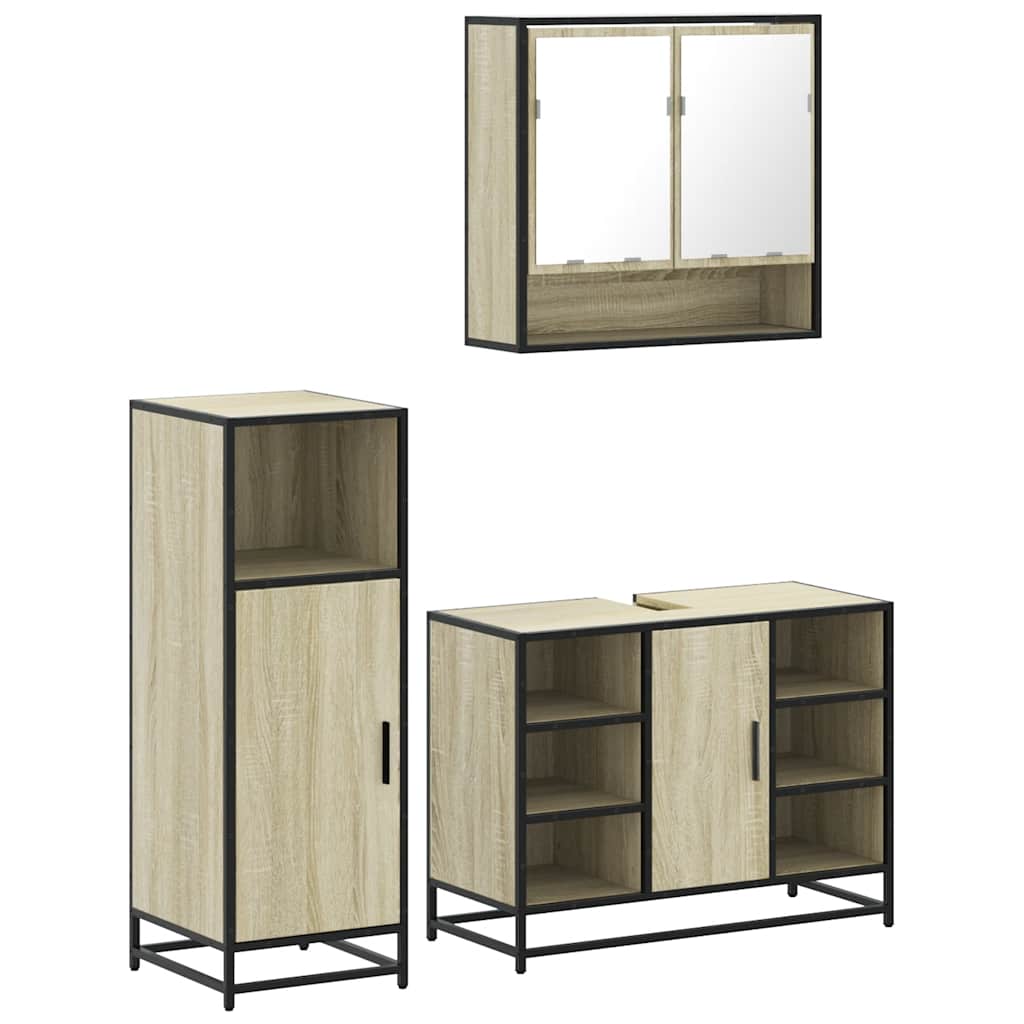 Ensemble de meubles de salle de bain 3 pcs chêne sonoma