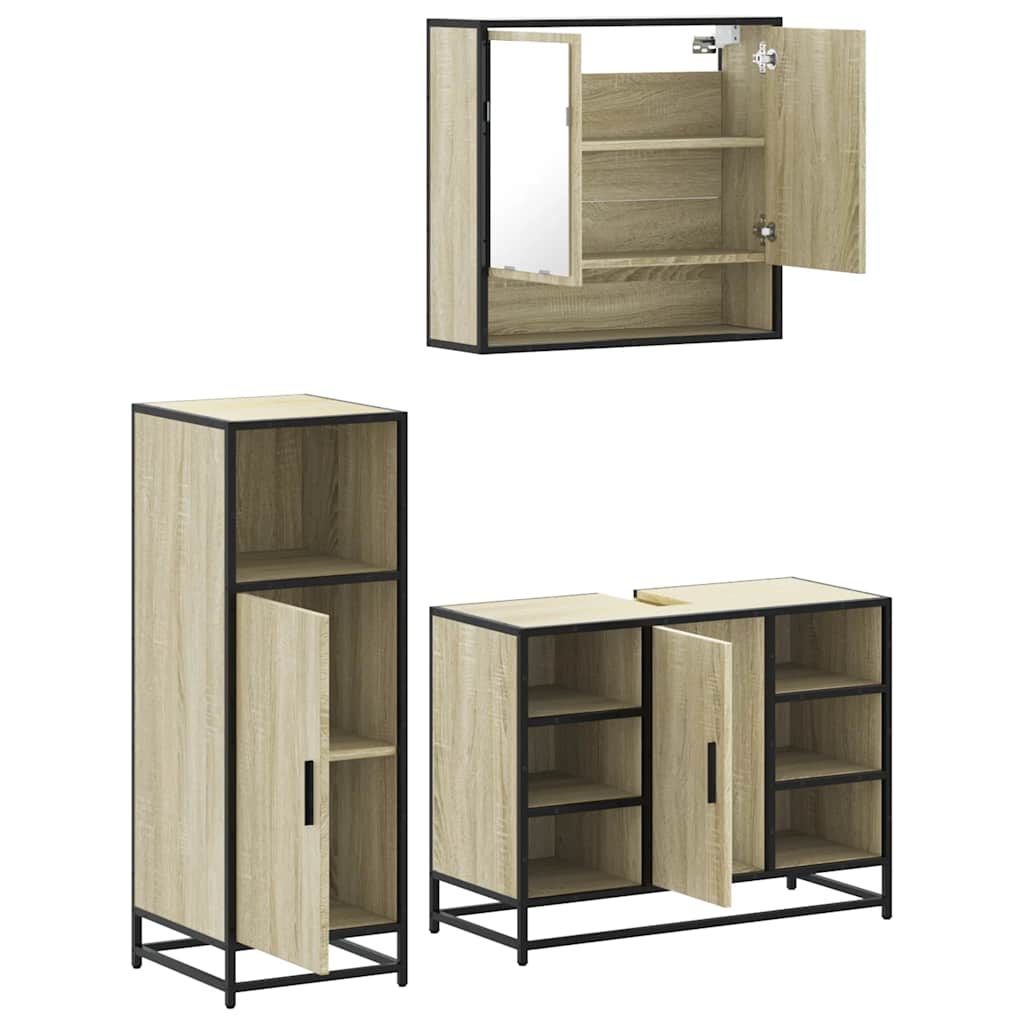 Ensemble de meubles de salle de bain 3 pcs chêne sonoma