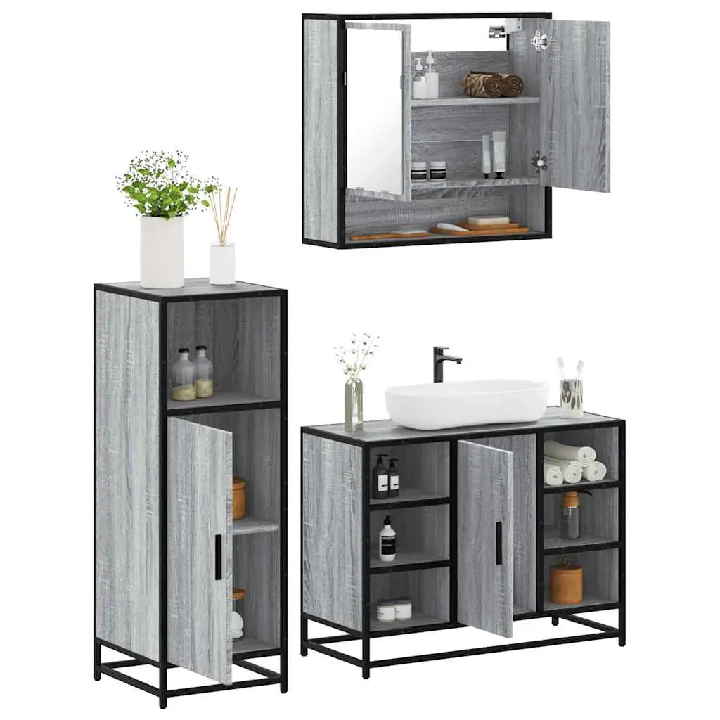 Ensemble de meubles de salle de bain 3 pcs Sonoma gris - XIOS