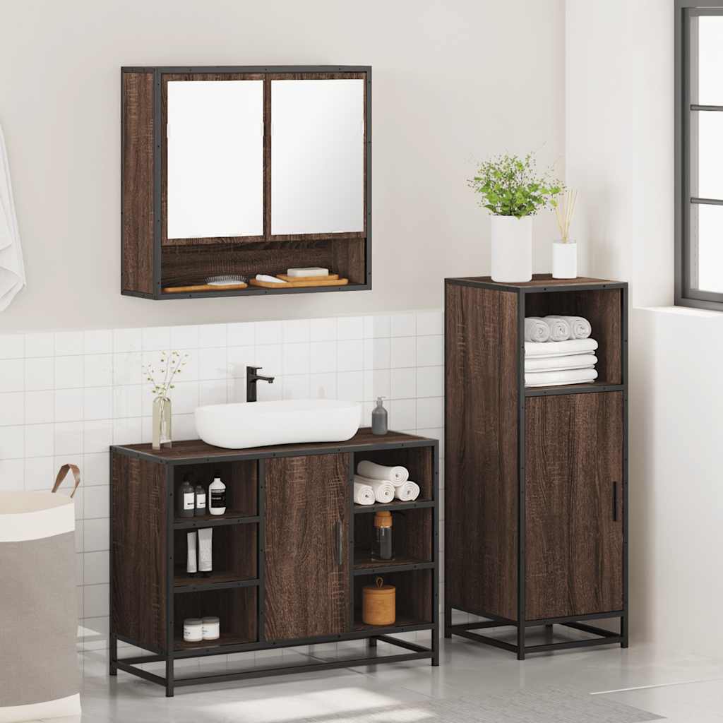 Ensemble de meubles de salle de bain 3 pcs Chêne marron