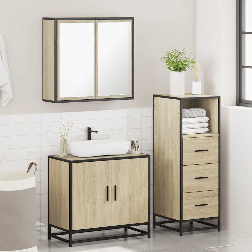 Ensemble de meubles de salle de bain 3 pcs chêne sonoma