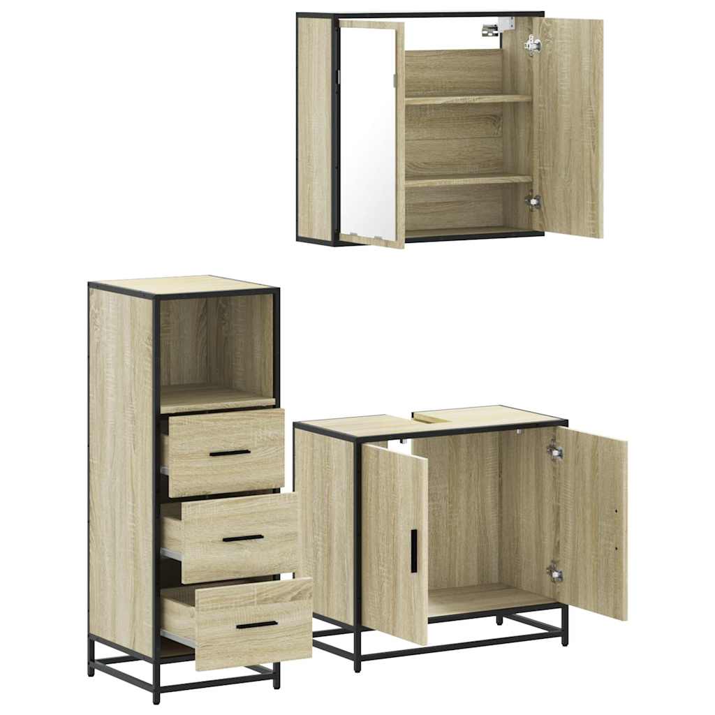 Ensemble de meubles de salle de bain 3 pcs chêne sonoma