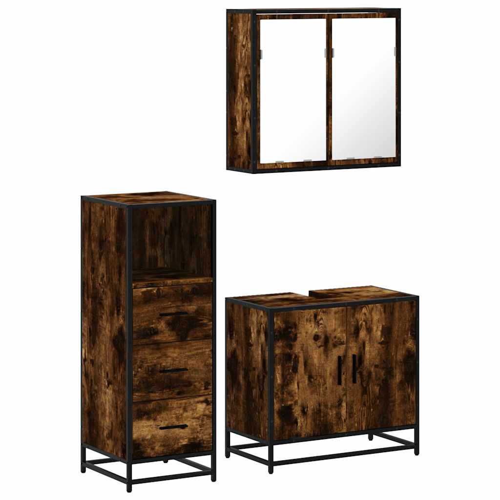 Ensemble de meubles de salle de bain 3 pcs Chêne fumé