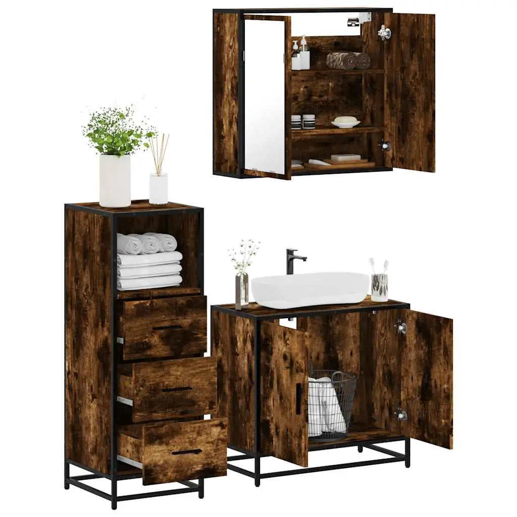 Ensemble de meubles de salle de bain 3 pcs Chêne fumé - XIOS