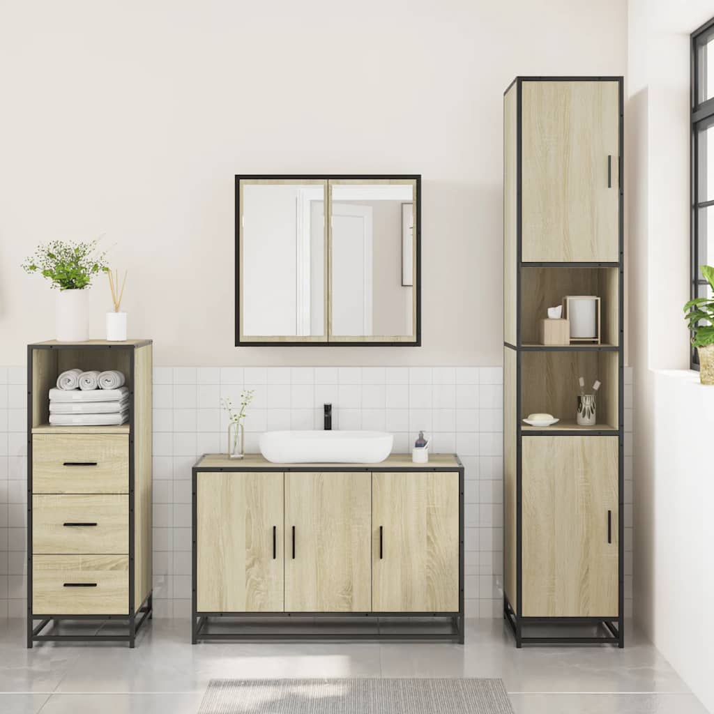 Ensemble de meubles de salle de bain 3 pcs chêne sonoma