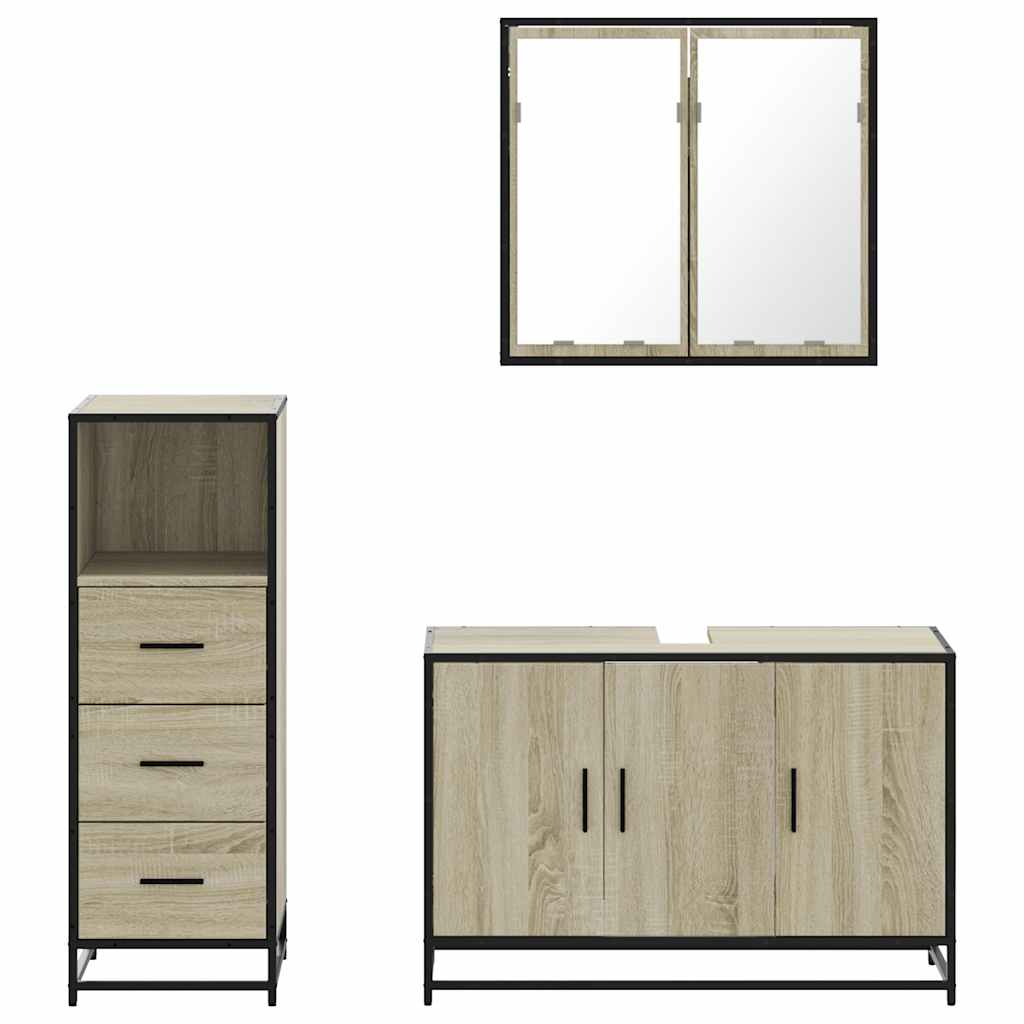 Ensemble de meubles de salle de bain 3 pcs chêne sonoma
