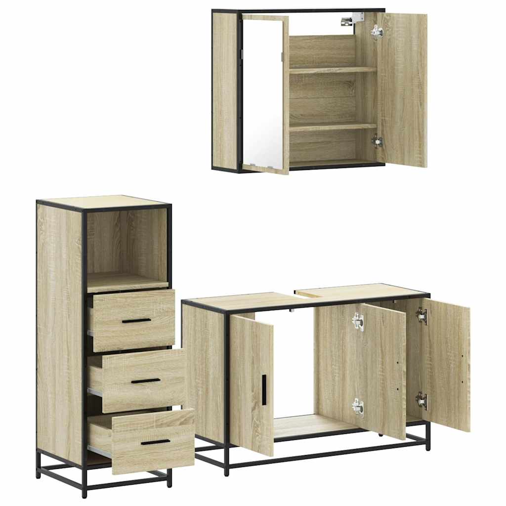 Ensemble de meubles de salle de bain 3 pcs chêne sonoma