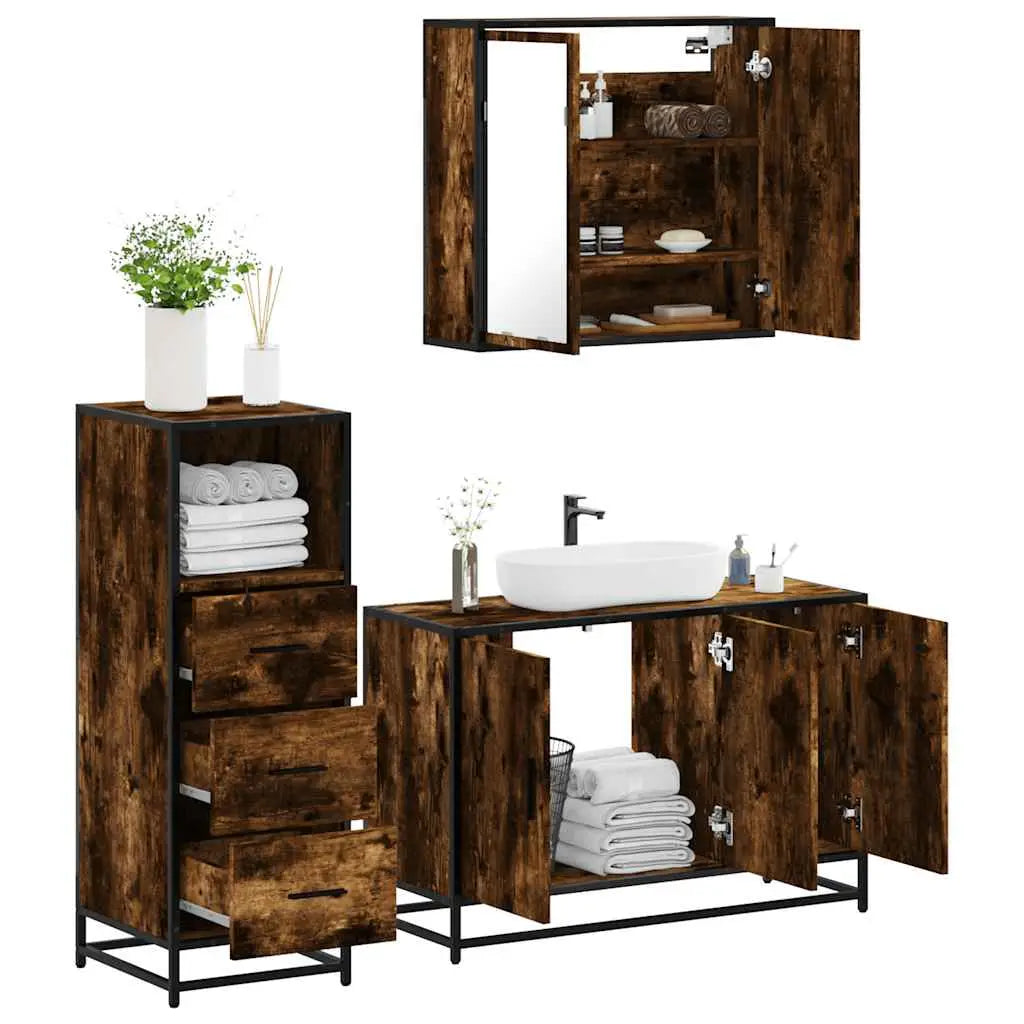 Ensemble de meubles de salle de bain 3 pcs Chêne fumé - XIOS