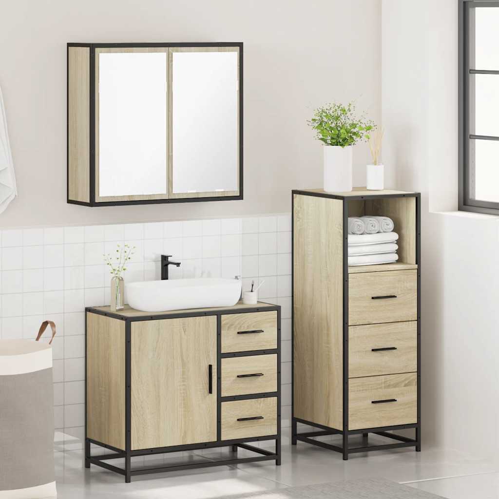 Ensemble de meubles de salle de bain 3 pcs chêne sonoma