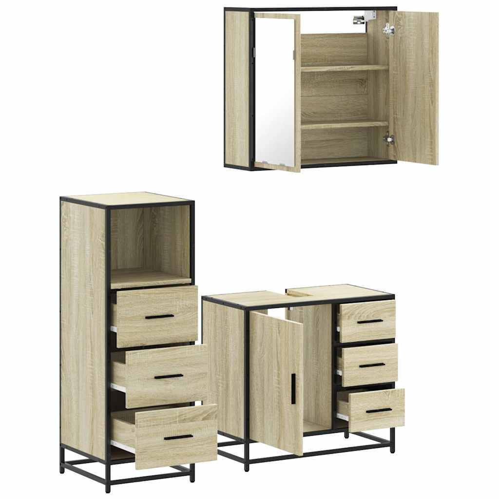 Ensemble de meubles de salle de bain 3 pcs chêne sonoma