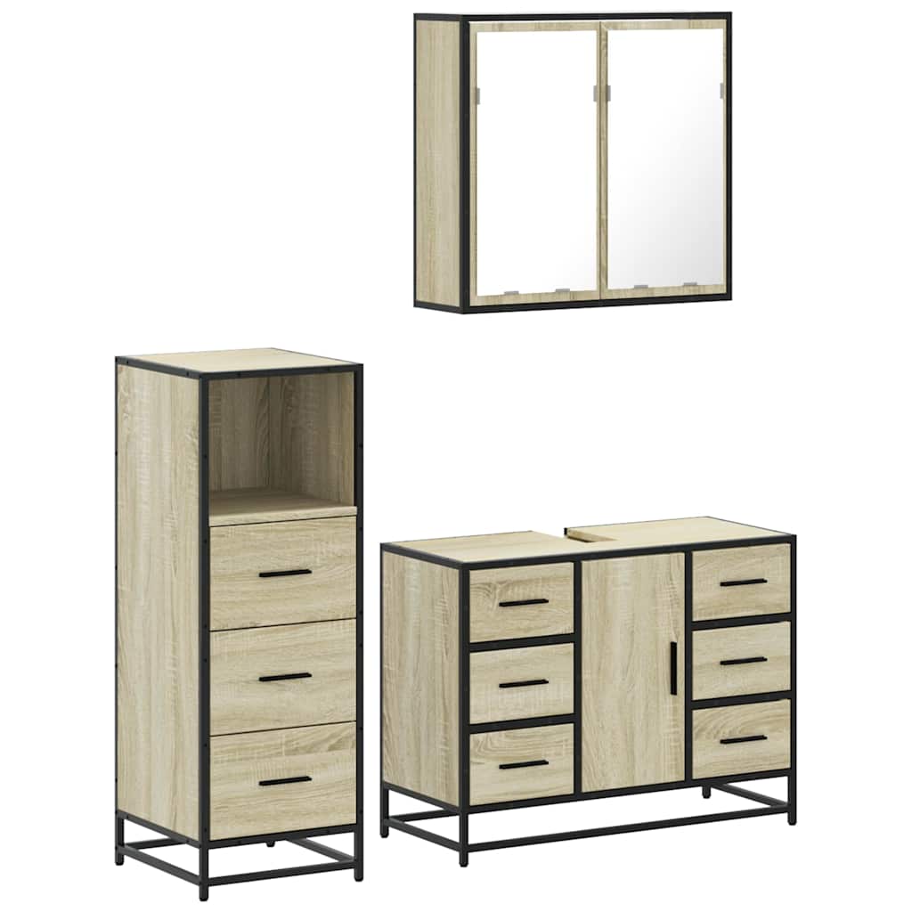 Ensemble de meubles de salle de bain 3 pcs chêne sonoma