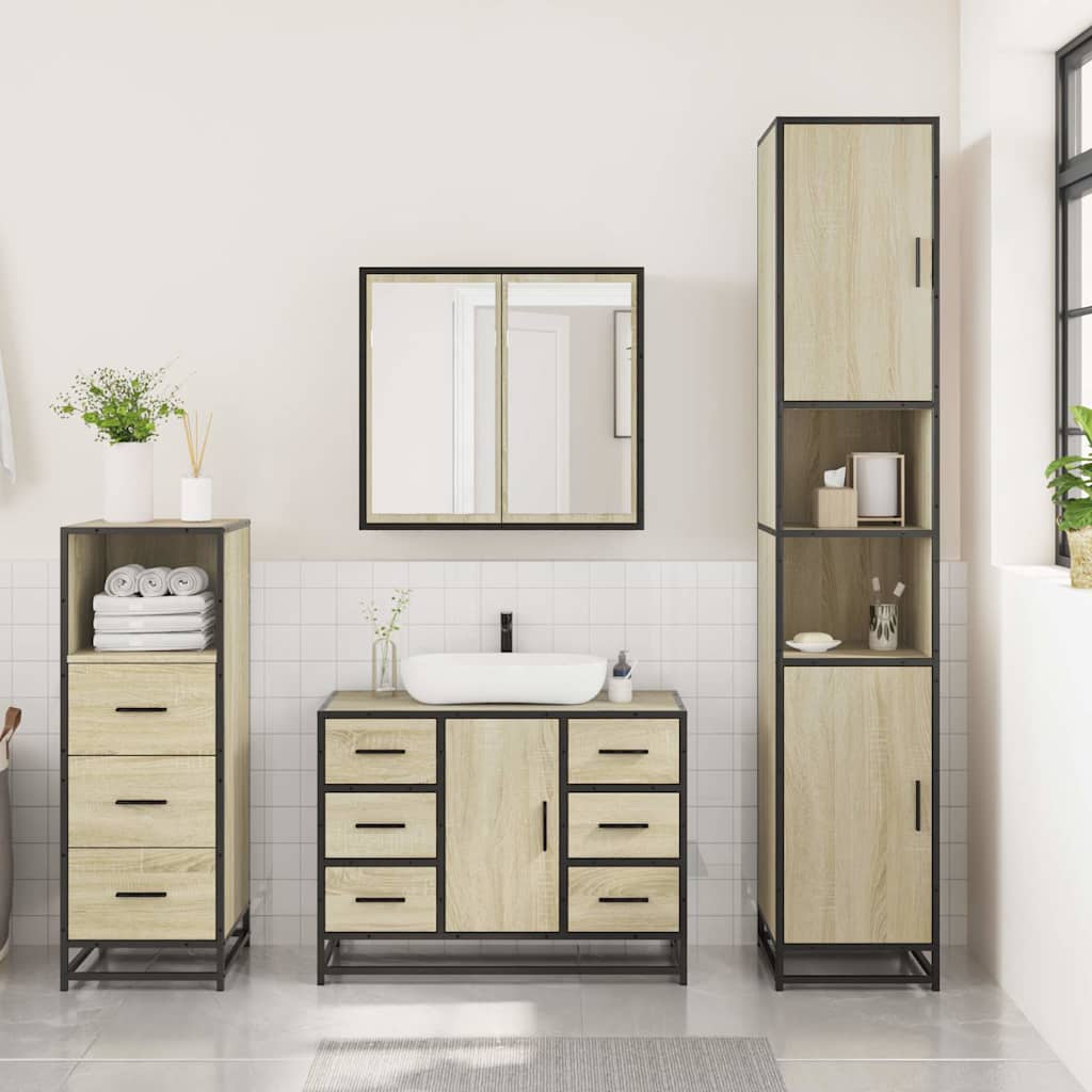 Ensemble de meubles de salle de bain 3 pcs chêne sonoma