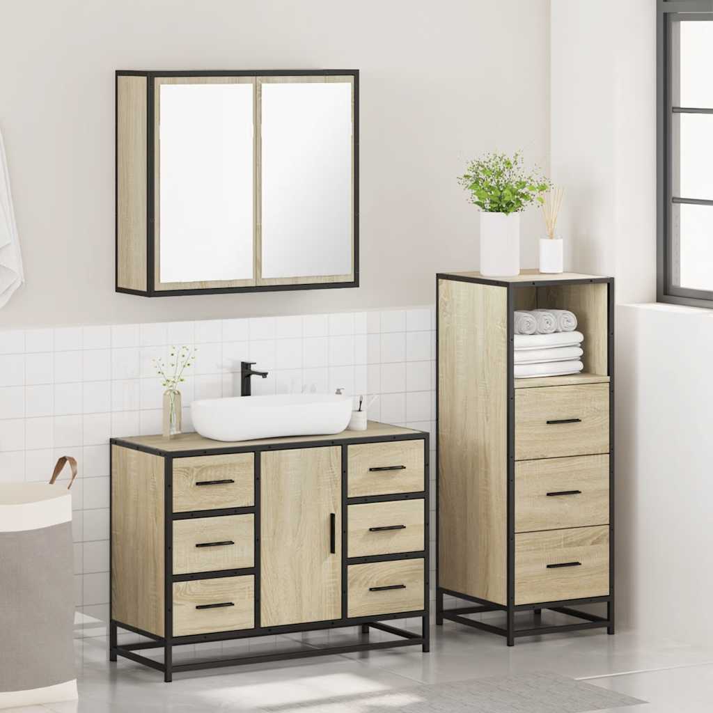 Ensemble de meubles de salle de bain 3 pcs chêne sonoma