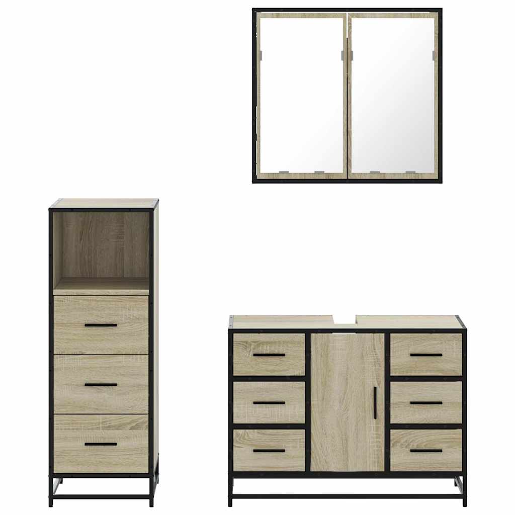 Ensemble de meubles de salle de bain 3 pcs chêne sonoma