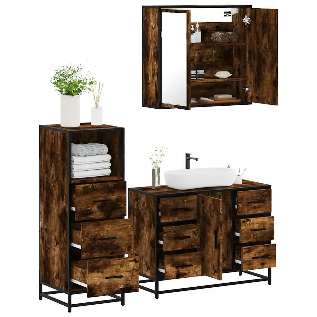 Ensemble de meubles de salle de bain 3 pcs Chêne fumé - XIOS