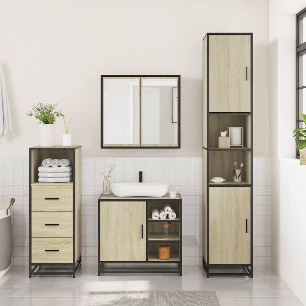 Ensemble de meubles de salle de bain 3 pcs chêne sonoma