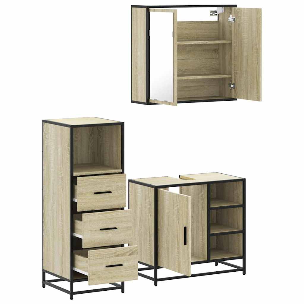 Ensemble de meubles de salle de bain 3 pcs chêne sonoma