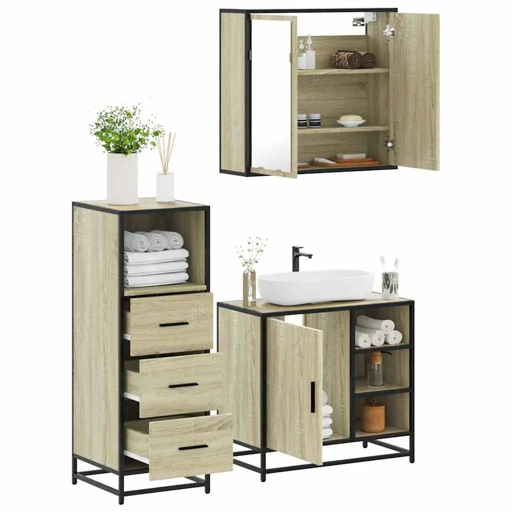 Ensemble de meubles de salle de bain 3 pcs chêne sonoma - XIOS