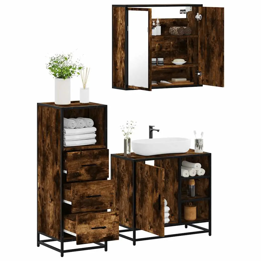 Ensemble de meubles de salle de bain 3 pcs Chêne fumé - XIOS