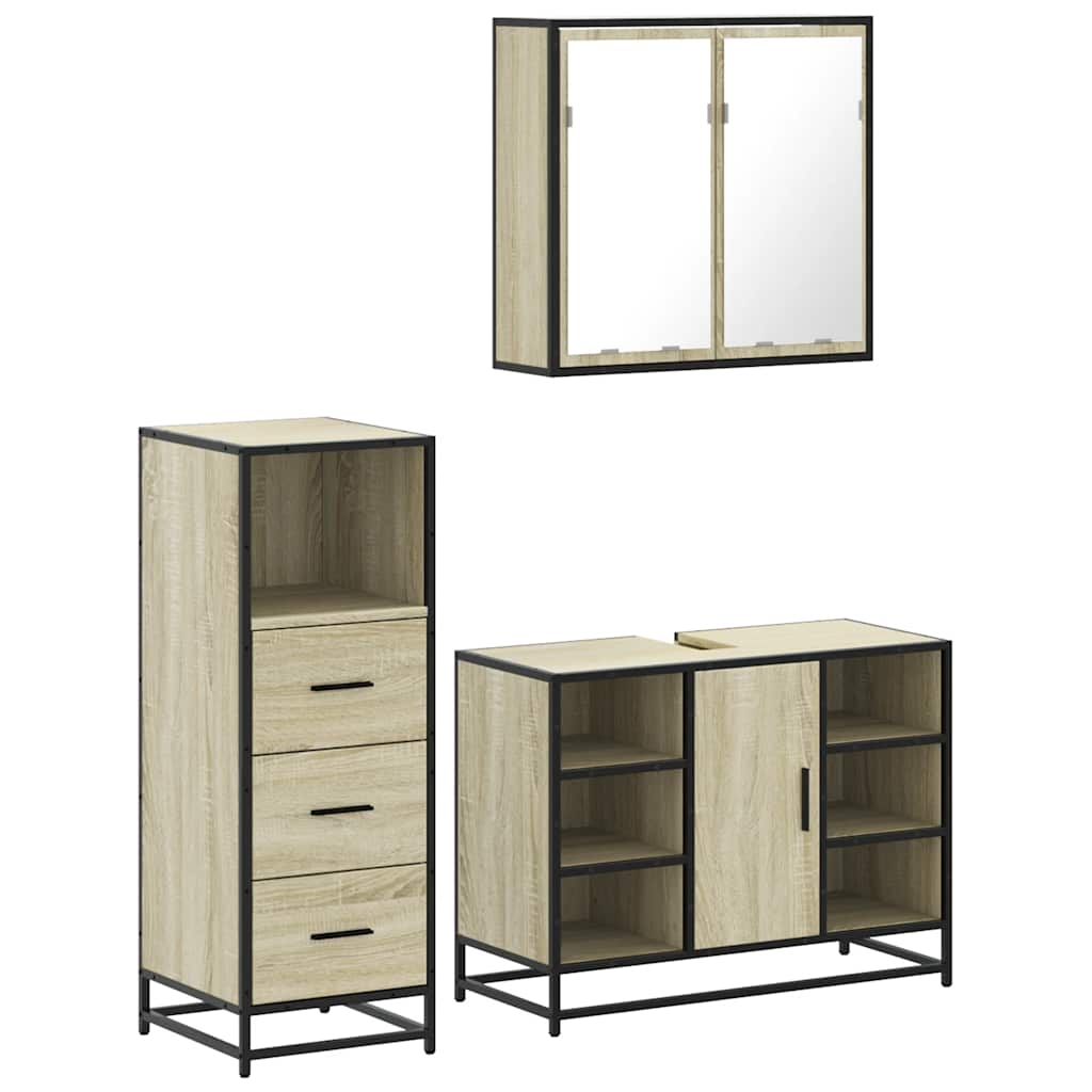 Ensemble de meubles de salle de bain 3 pcs chêne sonoma